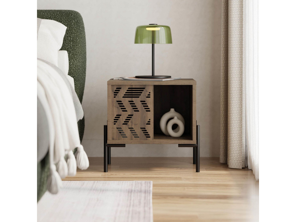 Mesilla de noche de madera "Dionysos" - 45 x 40 x 47 cm - Marrón