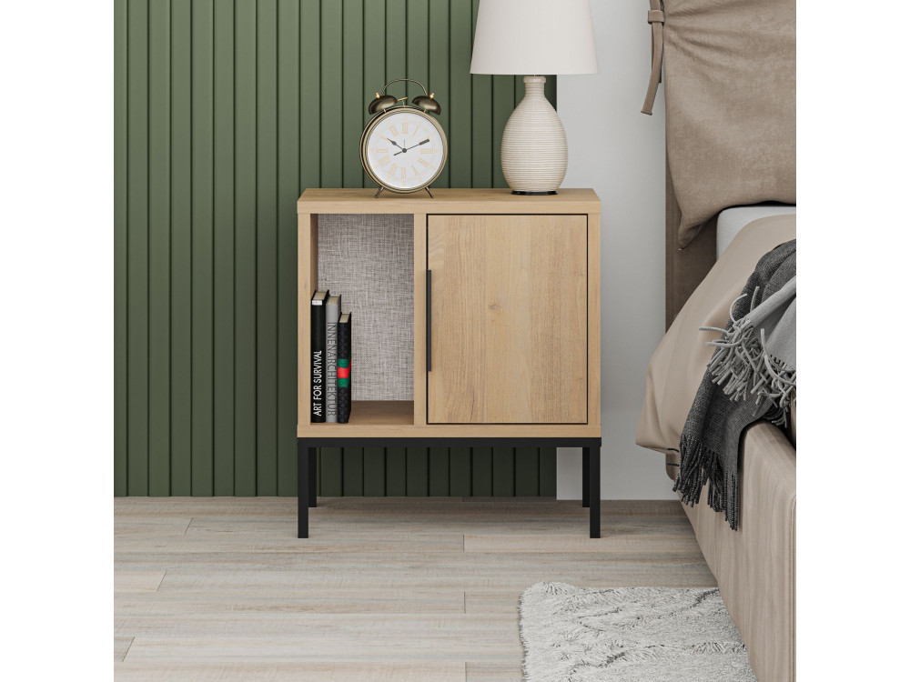 Mesilla de noche de madera "Glynn" - 45 x 35 x 50 cm - Marrón