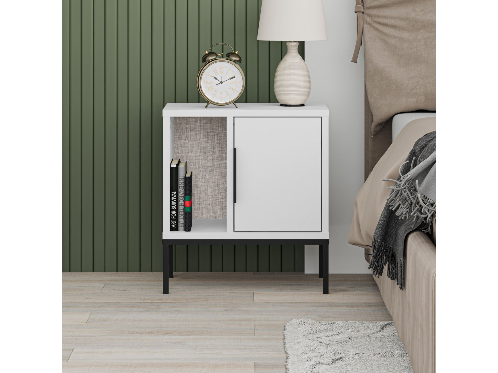 Mesilla de noche de madera "Glynn" - 45 x 35 x 50 cm - Blanco