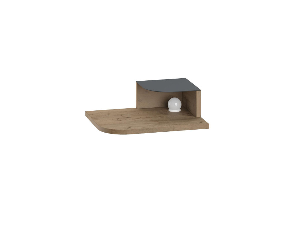 Mesilla de noche "Luno" con bombilla de madera - 40 x 30 x 16 cm - Marrón