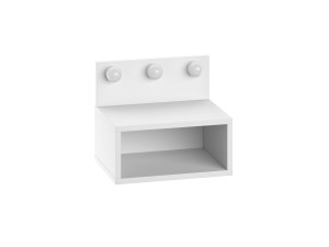 Mesilla de noche "Treo" con bombilla de madera - 40 x 30 x 34 cm - Blanco