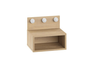 Mesilla de noche "Treo" con bombilla de madera - 40 x 30 x 34 cm - Beige