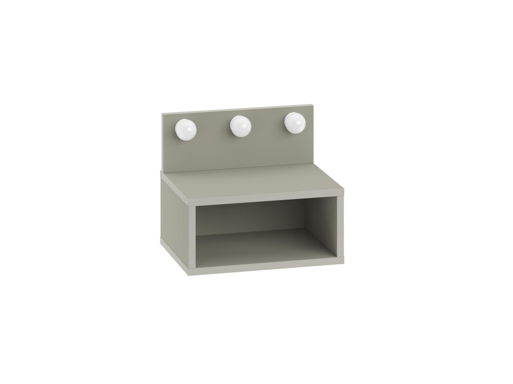 Mesilla de noche "Treo" con bombilla de madera - 40 x 30 x 34 cm - Gris