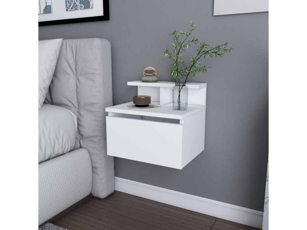 Mesilla de noche de madera "Alice" - 40 x 32 x 35 cm - Blanco