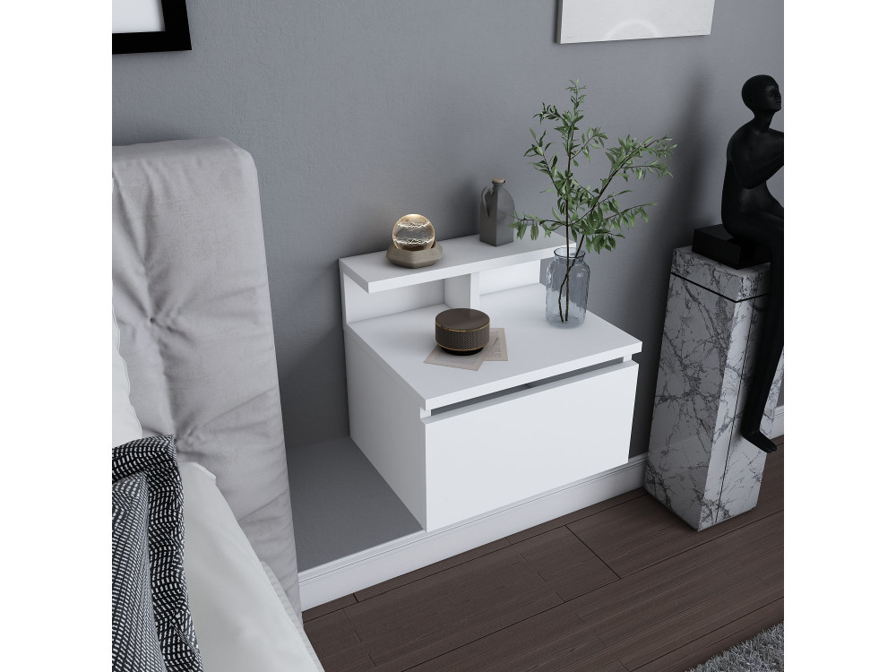 Mesilla de noche de madera "Alice" - 40 x 32 x 35 cm - Blanco