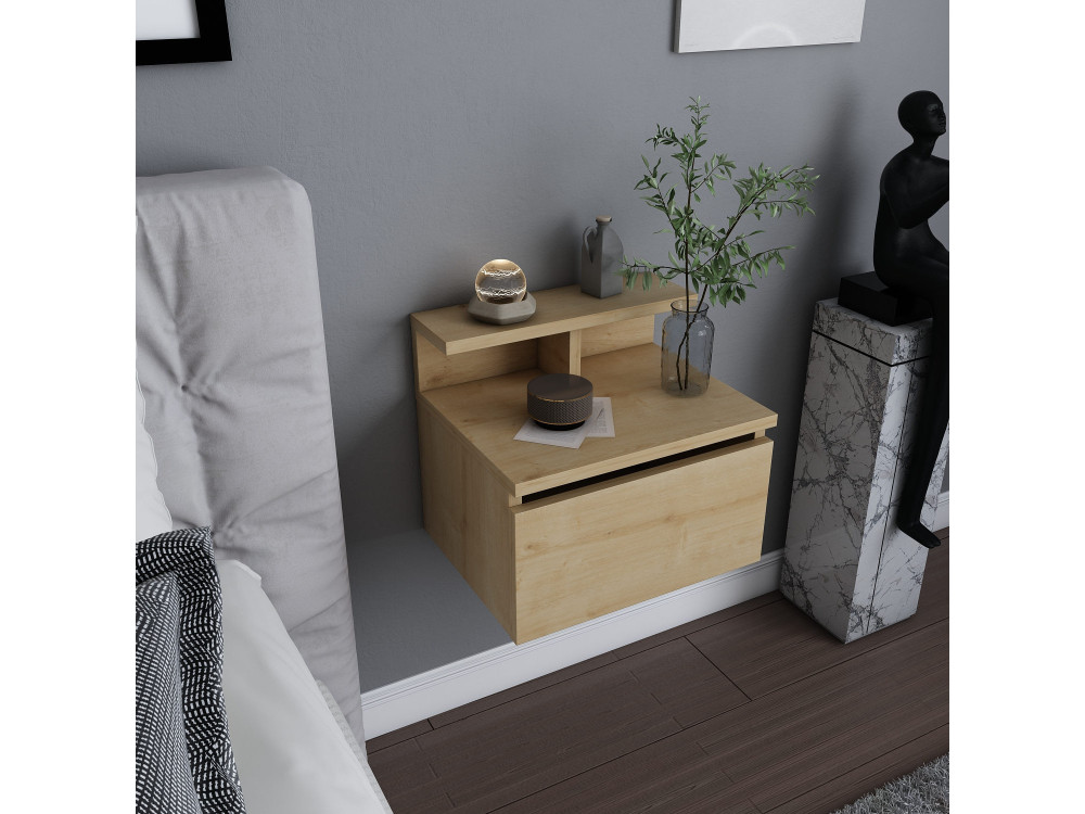 Mesilla de noche de madera "Alice" - 40 x 32 x 35 cm - Beige