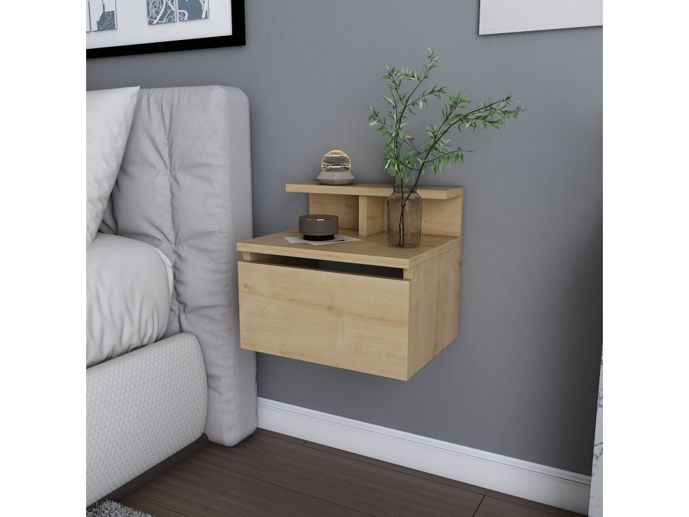 Mesilla de noche de madera "Alice" - 40 x 32 x 35 cm - Beige