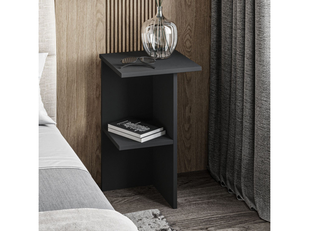 Mesilla de noche de madera "Leray" - 36 x 36 x 60 cm - Gris antracita