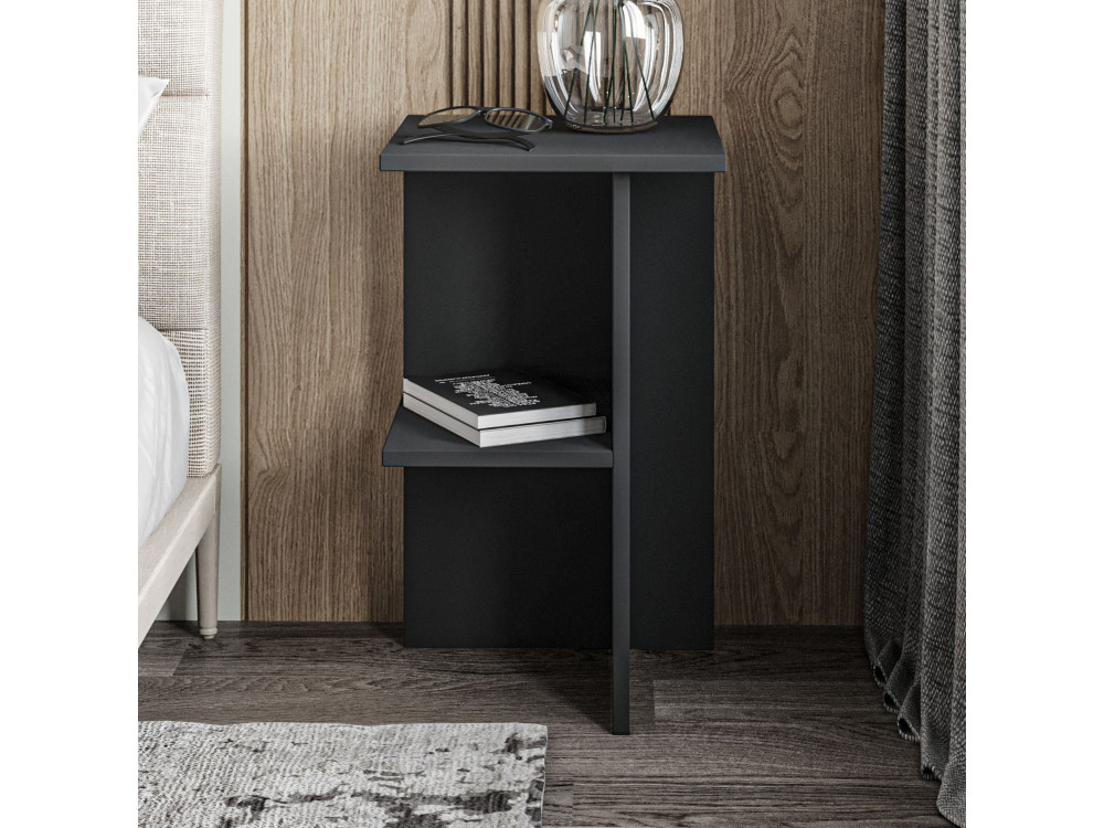 Mesilla de noche de madera "Leray" - 36 x 36 x 60 cm - Gris antracita