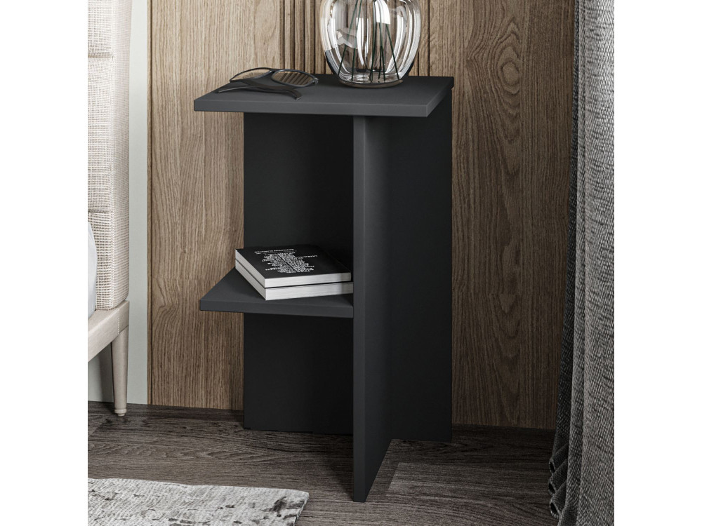 Mesilla de noche de madera "Leray" - 36 x 36 x 60 cm - Gris antracita