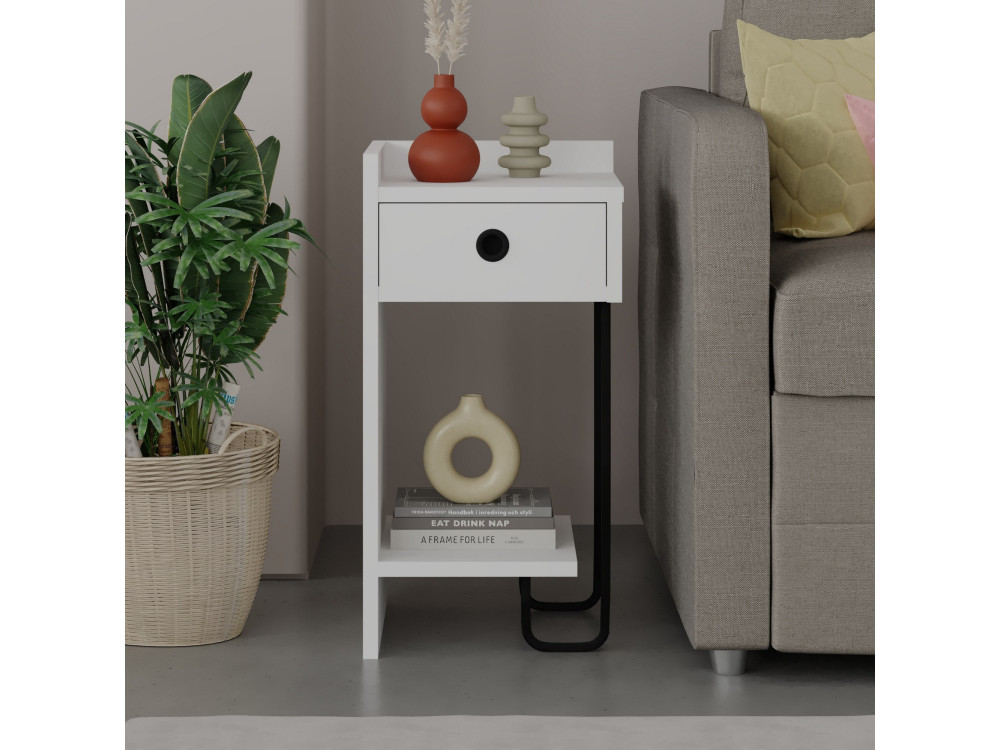Mesilla de noche de madera "Sirius" - 32 x 30 x 61 cm - Blanco