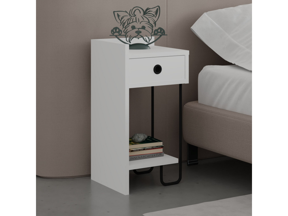Mesilla de noche de madera "Sirius" - 32 x 30 x 61 cm - Blanco