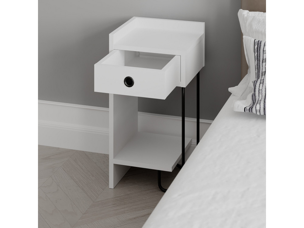 Mesilla de noche de madera "Sirius" - 32 x 30 x 61 cm - Blanco