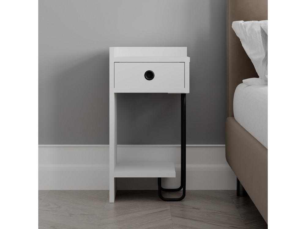 Mesilla de noche de madera "Sirius" - 32 x 30 x 61 cm - Blanco