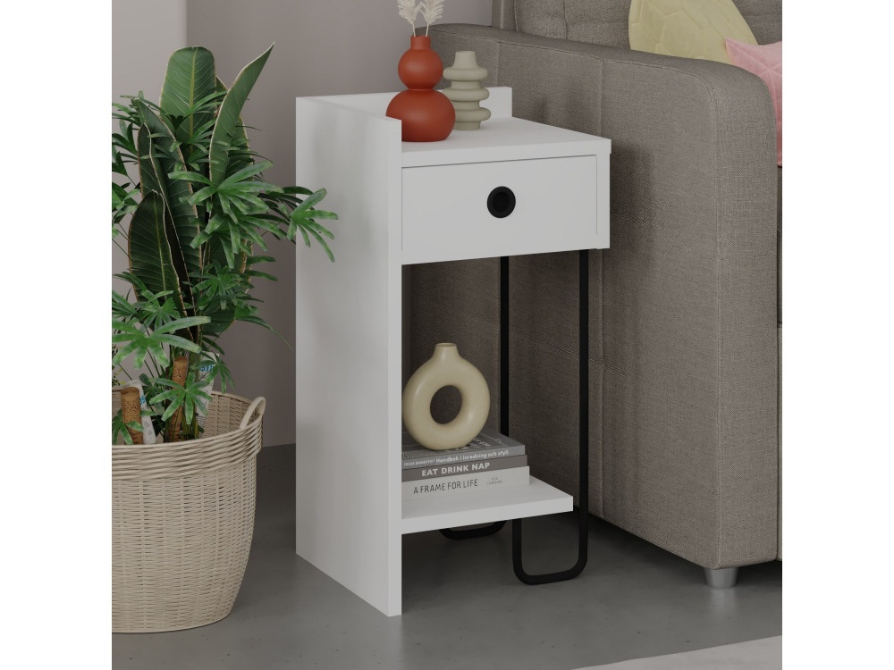 Mesilla de noche de madera "Sirius" - 32 x 30 x 61 cm - Blanco