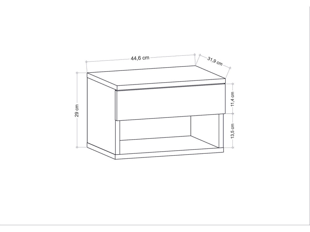 Mesilla de noche de madera "Jamot" - 45 x 29 x 32 cm - Blanco
