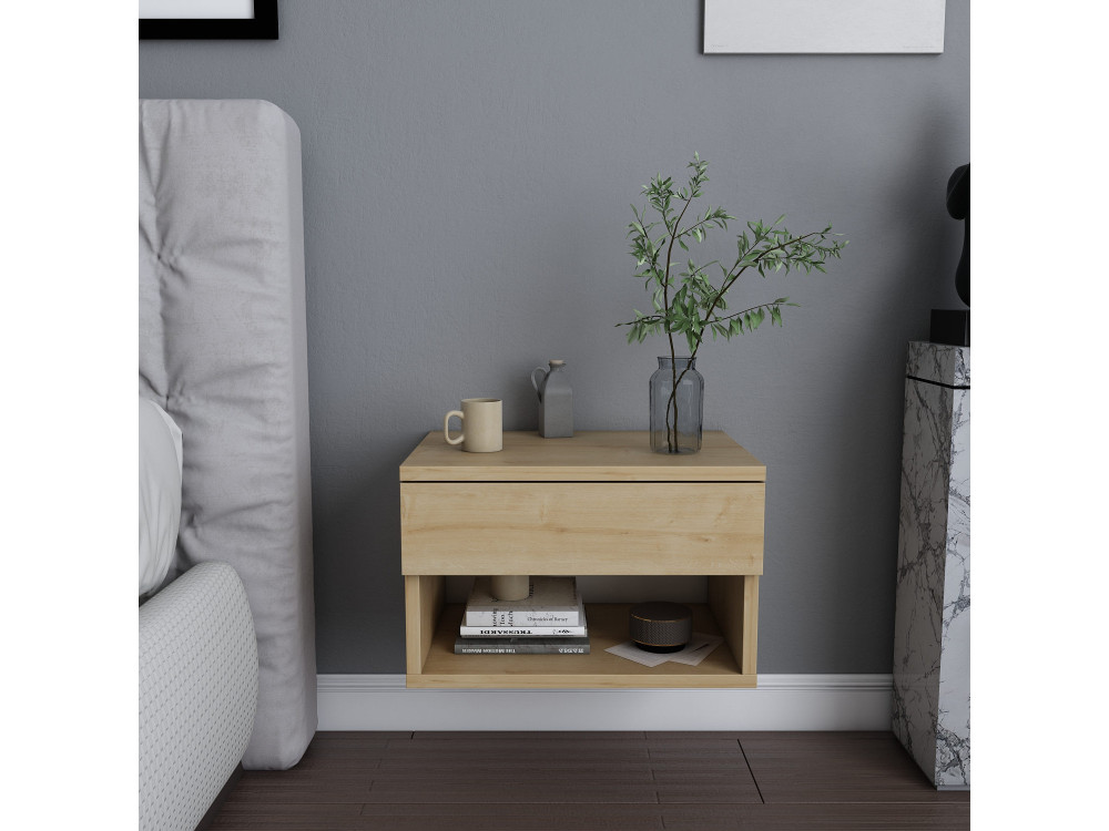 Mesilla de noche de madera "Jamot" - 45 x 29 x 32 cm - Beige