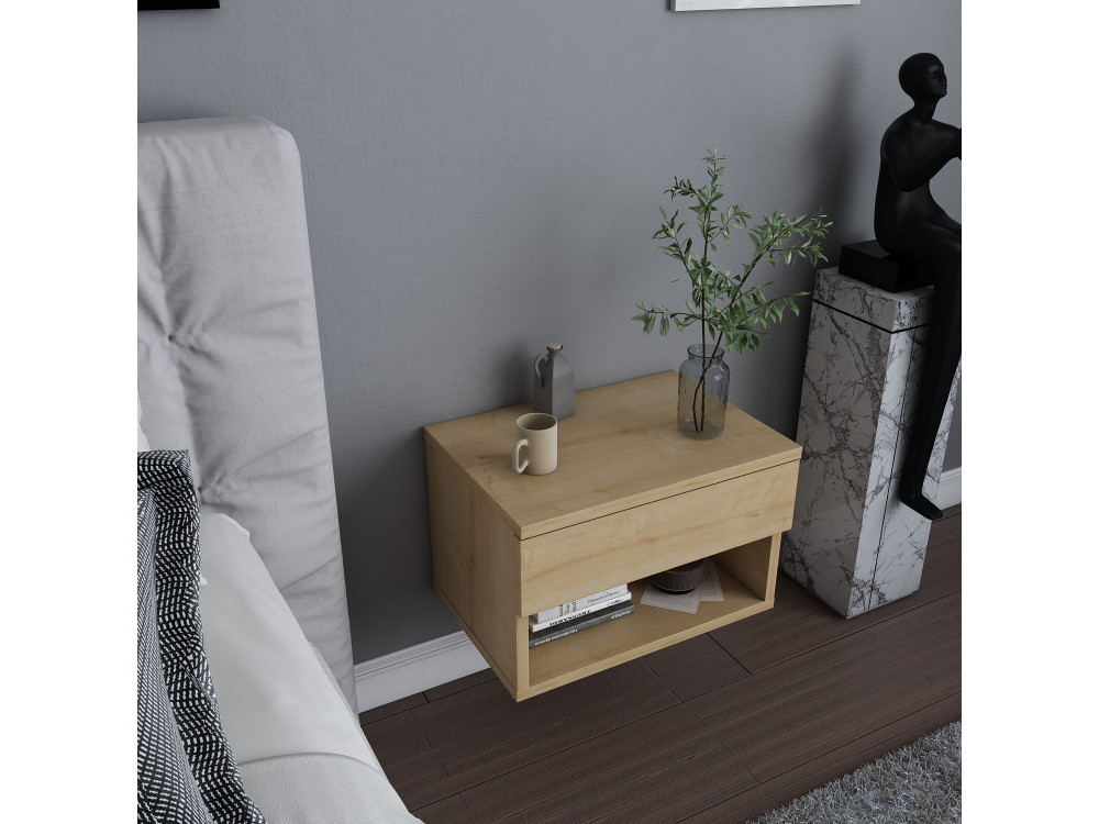Mesilla de noche de madera "Jamot" - 45 x 29 x 32 cm - Beige
