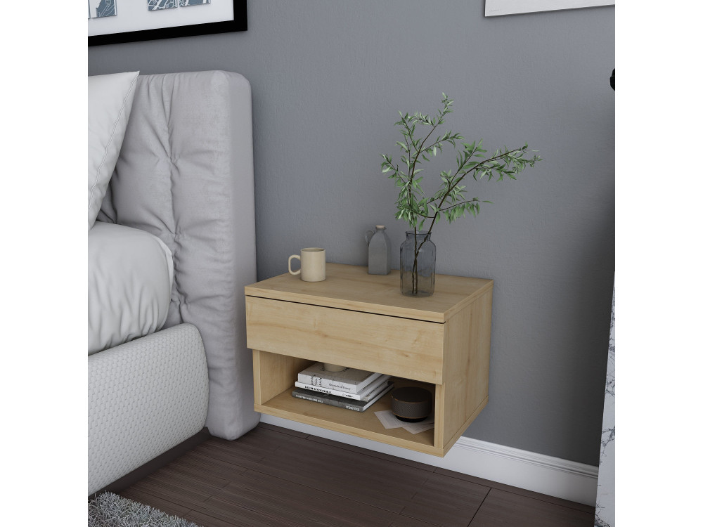 Mesilla de noche de madera "Jamot" - 45 x 29 x 32 cm - Beige