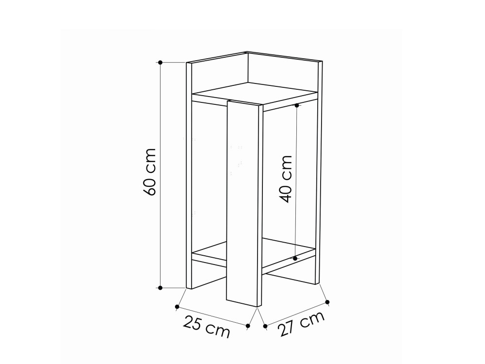 Mesilla de noche de madera "Elos Right" - 25 x 27 x 60 cm - Blanco