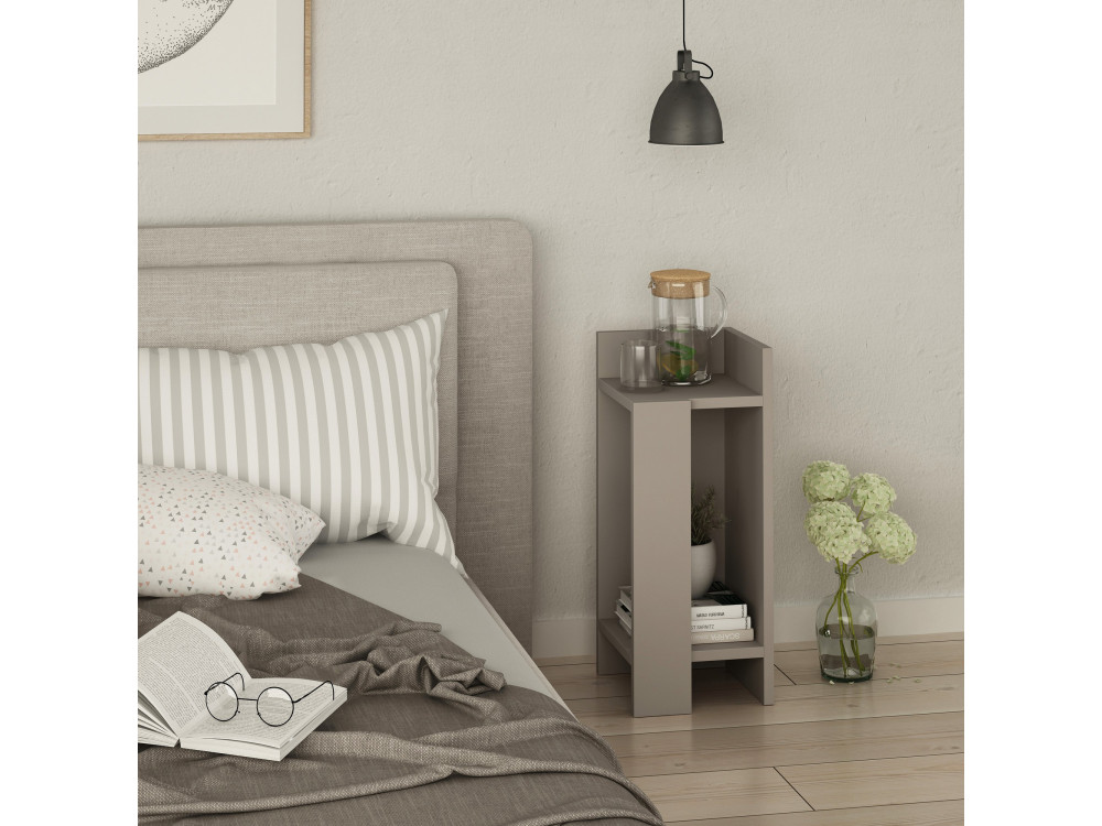 Mesilla de noche de madera "Elos Right" - 25 x 27 x 60 cm - Marrón moca claro