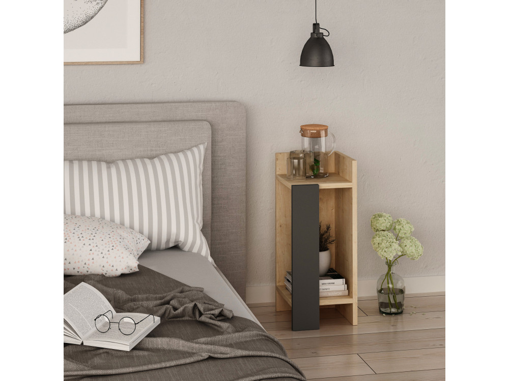 Mesilla de noche de madera "Elos Right" - 25 x 27 x 60 cm - Beige