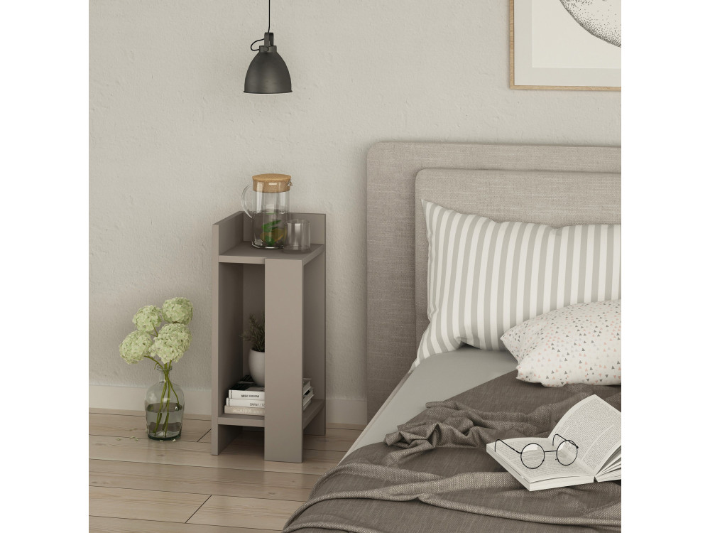 Mesilla de noche de madera "Elos Left" - 25 x 27 x 60 cm - Marrón moca claro