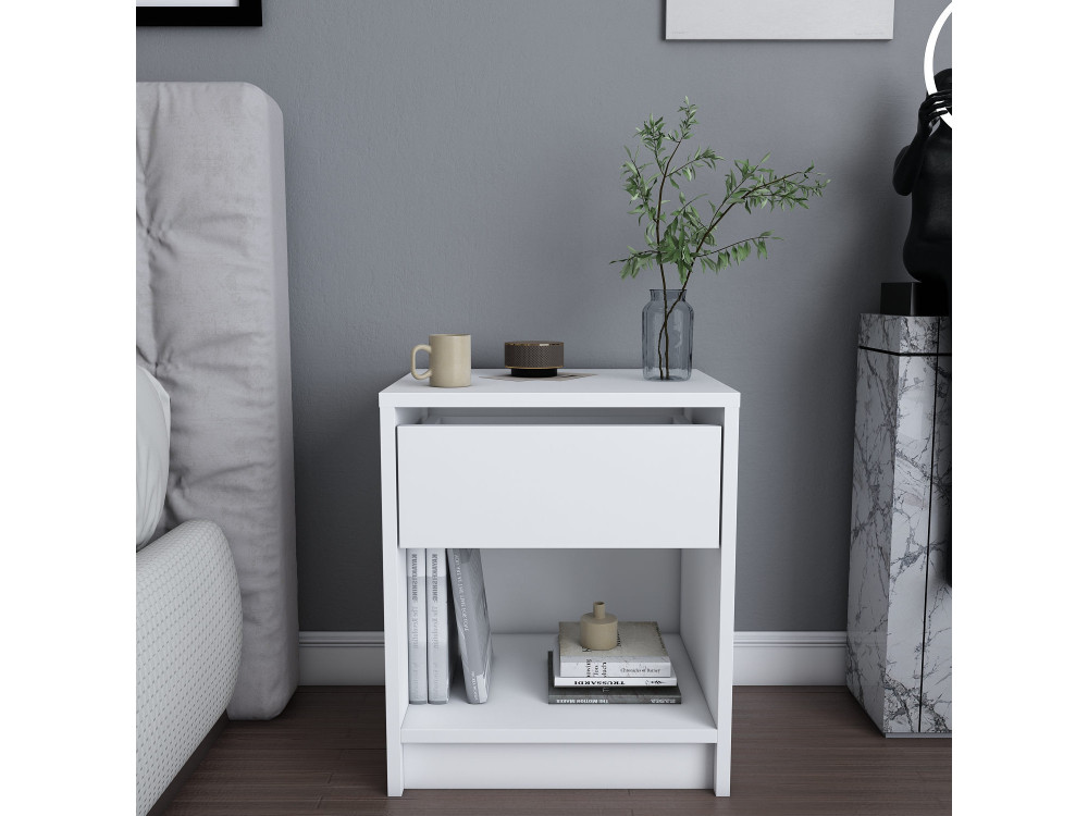 Mesilla de noche de madera "Sheridan" - 45 x 40 x 53 cm - Blanco
