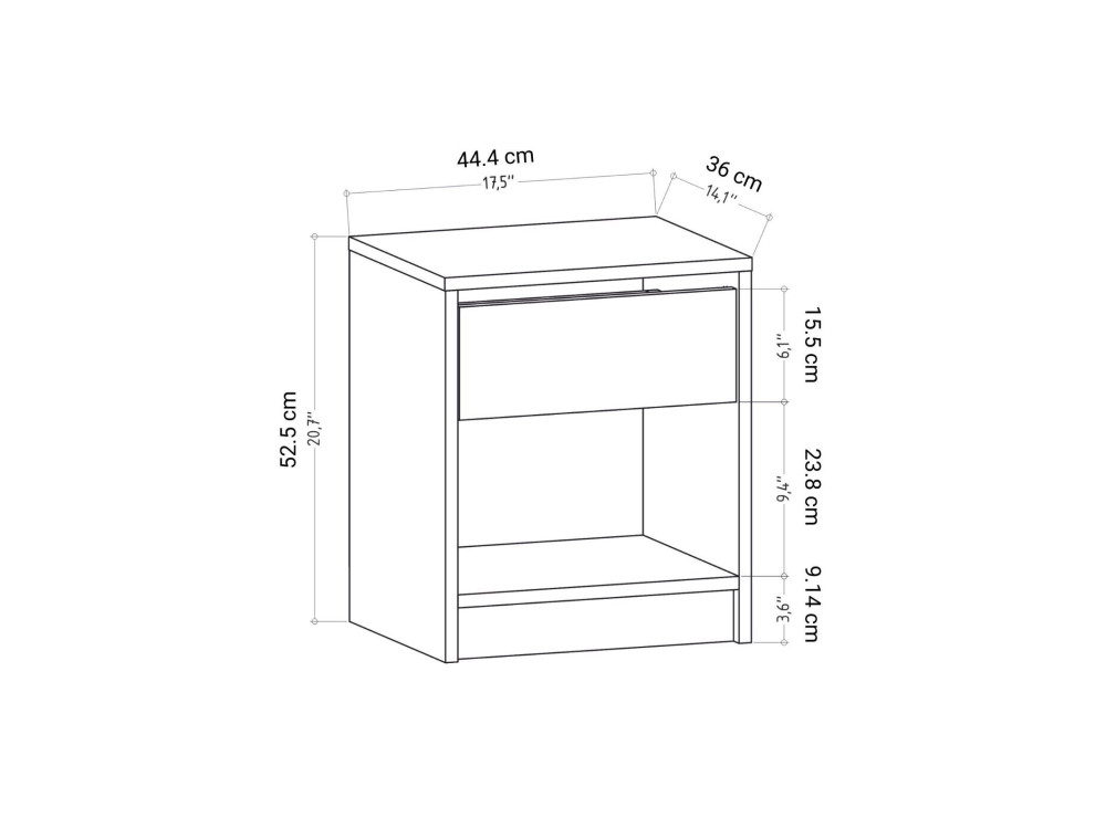 Mesilla de noche de madera "Sheridan" - 45 x 40 x 53 cm - Blanco