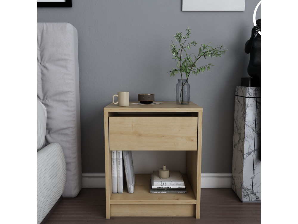 Mesilla de noche de madera "Sheridan" - 45 x 40 x 53 cm - Beige