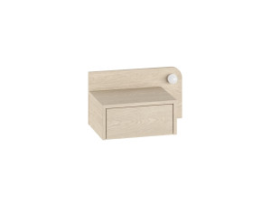Mesilla de noche "Dotta" con bombilla de madera - 52 x 30 x 28 cm - Beige