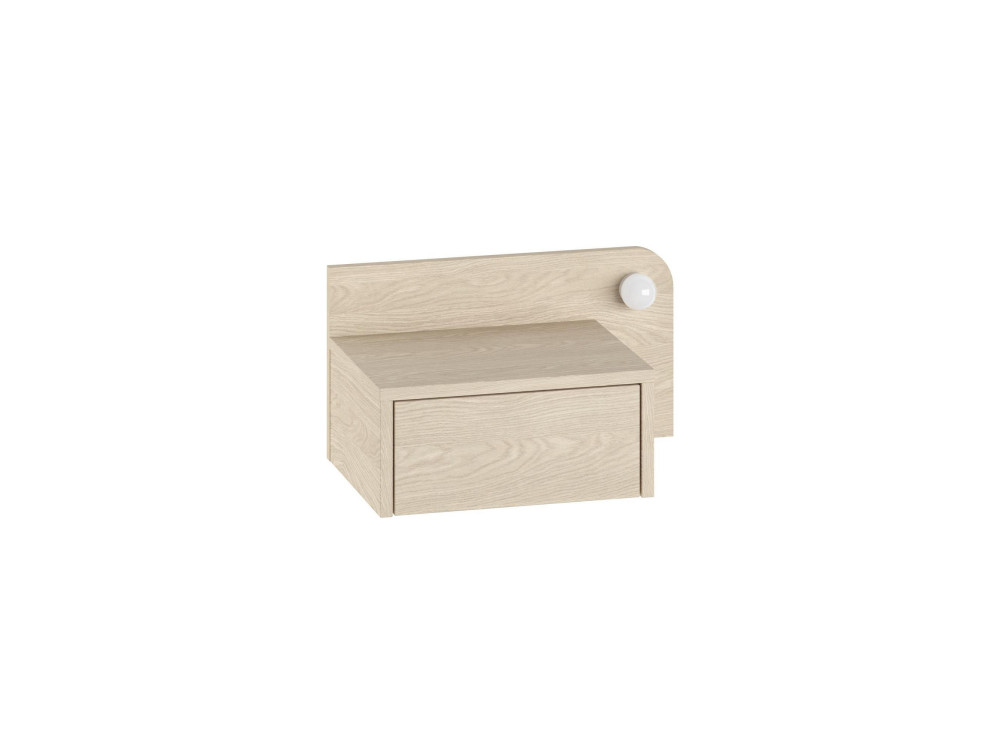 Mesilla de noche "Dotta" con bombilla de madera - 52 x 30 x 28 cm - Beige