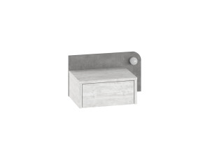Mesilla de noche "Dotta" con bombilla de madera - 52 x 30 x 28 cm - Gris