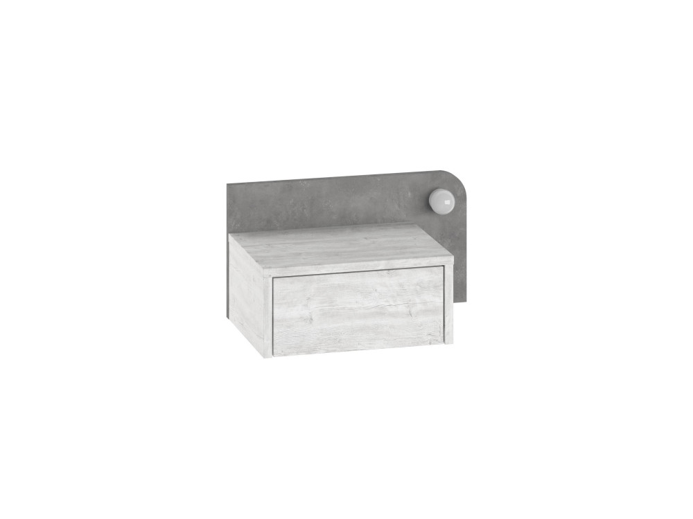 Mesilla de noche "Dotta" con bombilla de madera - 52 x 30 x 28 cm - Gris