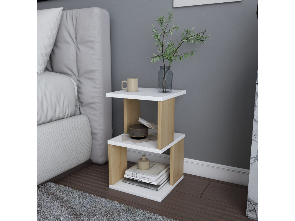 Mesilla de noche de madera "Carter" - 30 x 30 x 49 cm - Blanco
