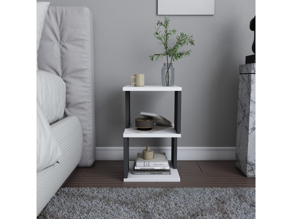 Mesilla de noche de madera "Carter" - 30 x 30 x 49 cm - Blanco