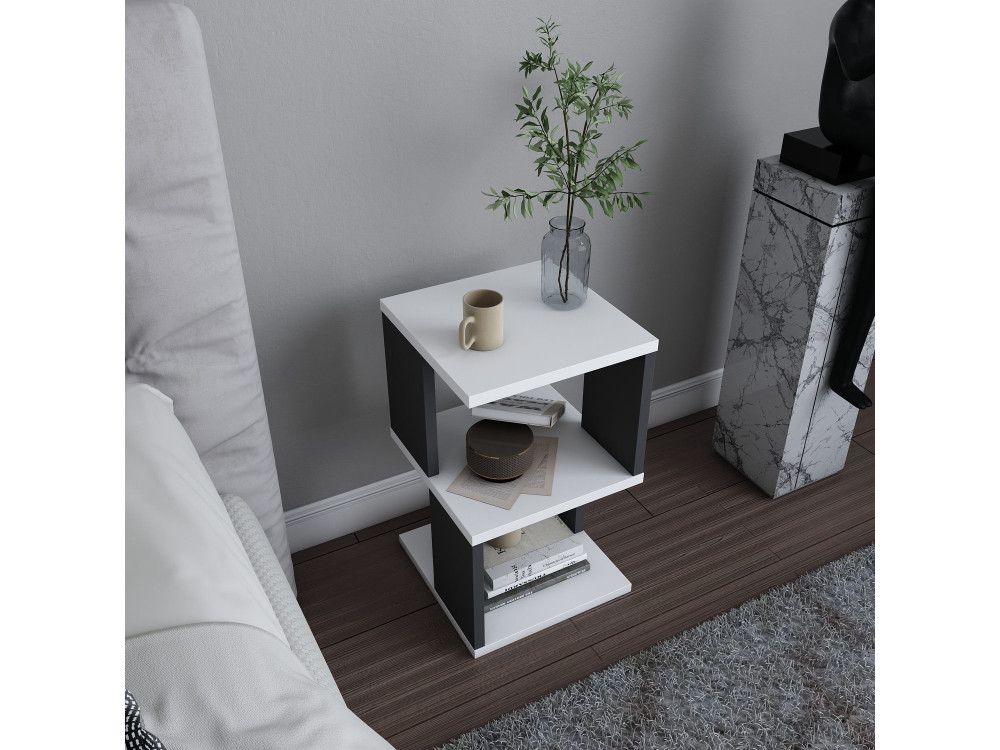 Mesilla de noche de madera "Carter" - 30 x 30 x 49 cm - Blanco