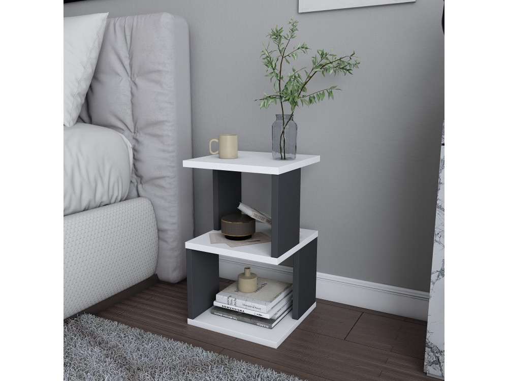 Mesilla de noche de madera "Carter" - 30 x 30 x 49 cm - Blanco