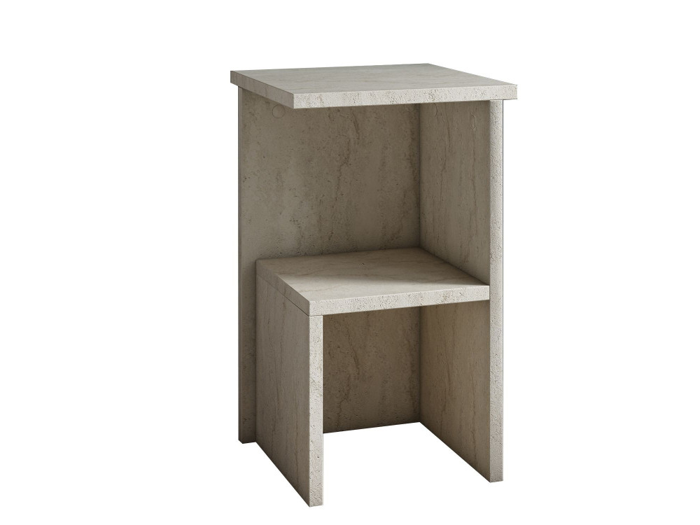 Mesilla de noche de madera "Roisin" - 30 x 30 x 50 cm - Travertino