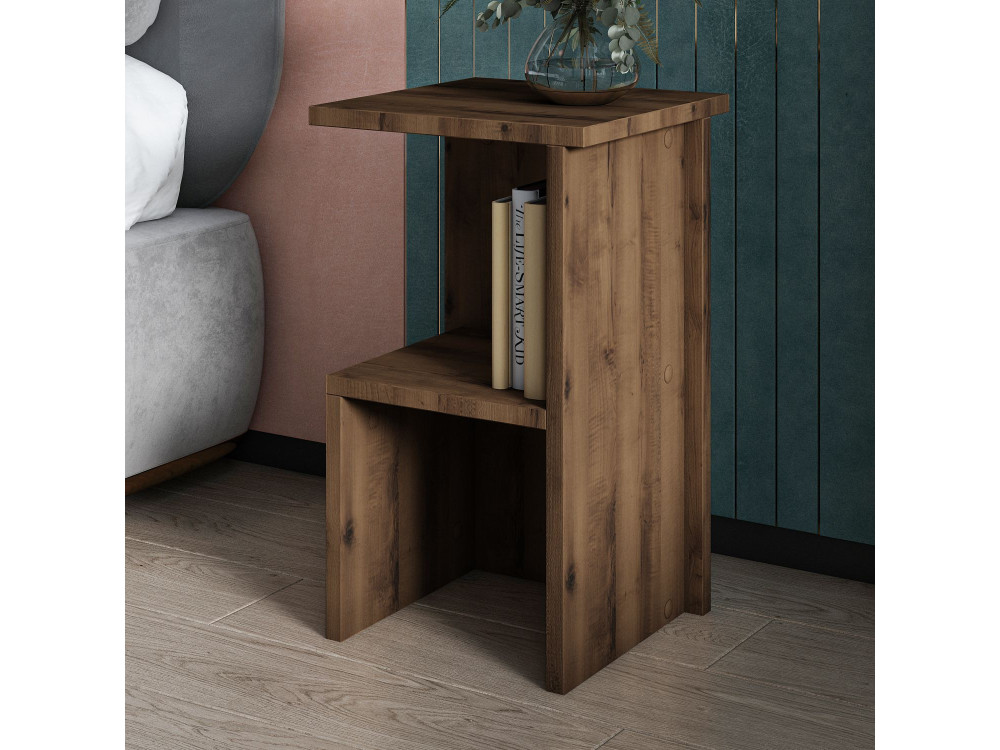 Mesilla de noche de madera "Roisin" - 30 x 30 x 50 cm - Marrón