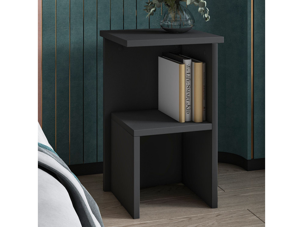 Mesilla de noche de madera "Roisin" - 30 x 30 x 50 cm - Gris antracita