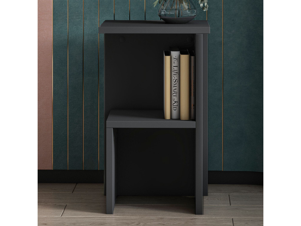 Mesilla de noche de madera "Roisin" - 30 x 30 x 50 cm - Gris antracita