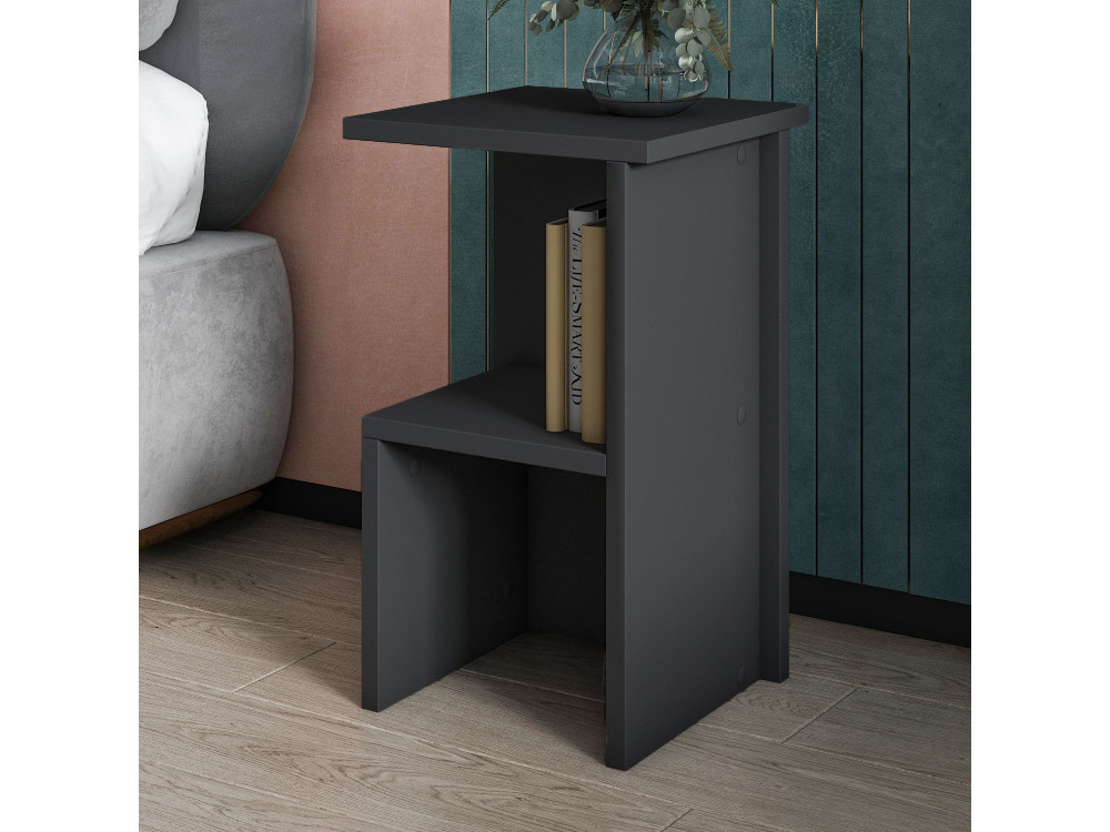 Mesilla de noche de madera "Roisin" - 30 x 30 x 50 cm - Gris antracita