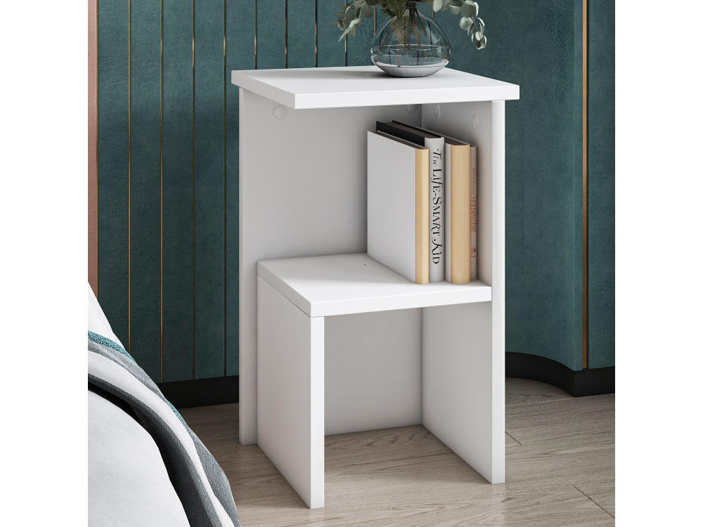 Mesilla de noche de madera "Roisin" - 30 x 30 x 50 cm - Blanco