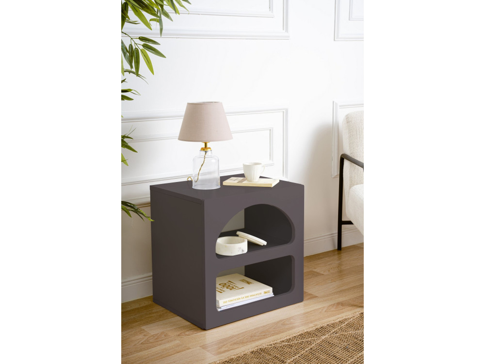 Mesilla de noche de madera "Lorin" - 50 x 40 x 50 cm - Gris antracita