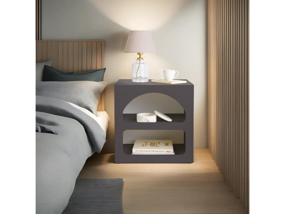 Mesilla de noche de madera "Lorin" - 50 x 40 x 50 cm - Gris antracita