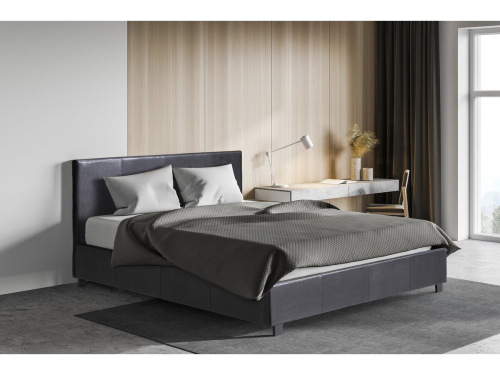 Cama en PVC "Carla" - 140 x 190 cm - Negro