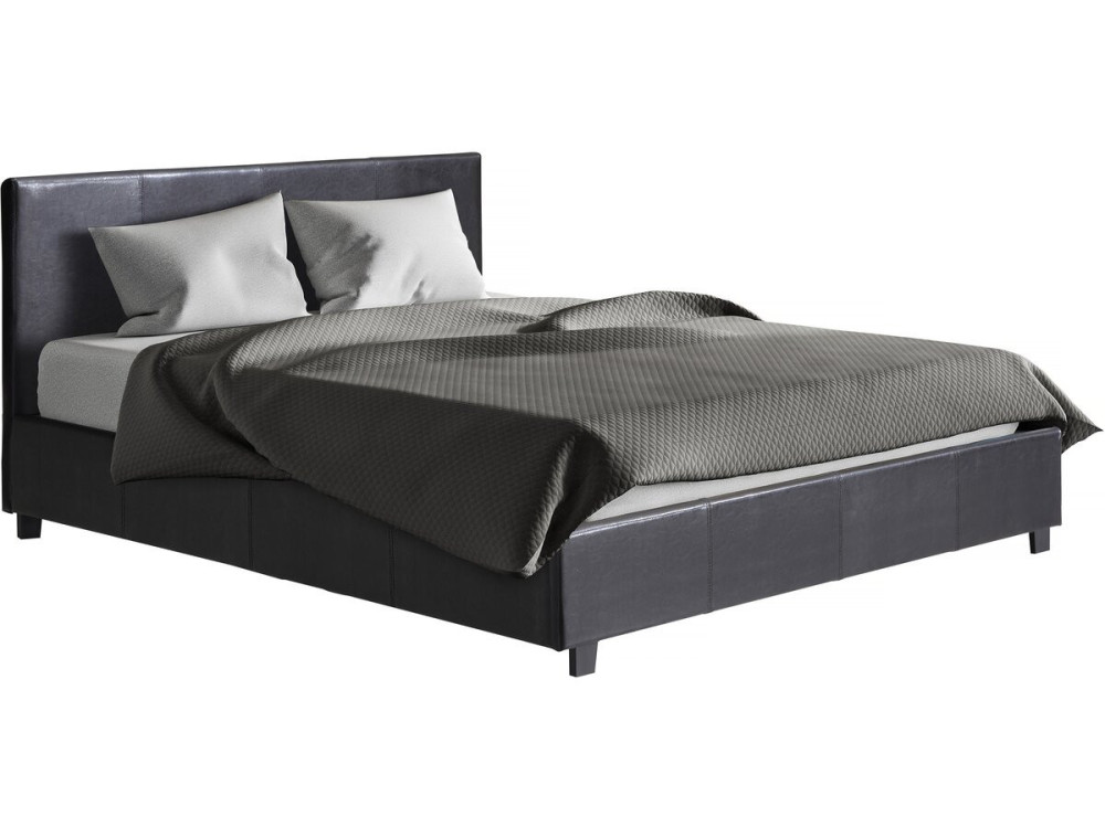 Cama en PVC "Carla" - 160 x 200 cm - Negro
