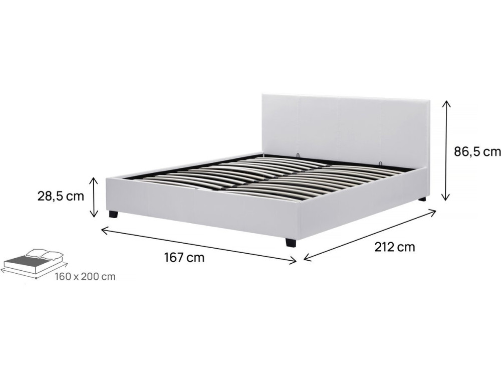 Cama en PVC "Carla" - 160 x 200 cm - Blanco