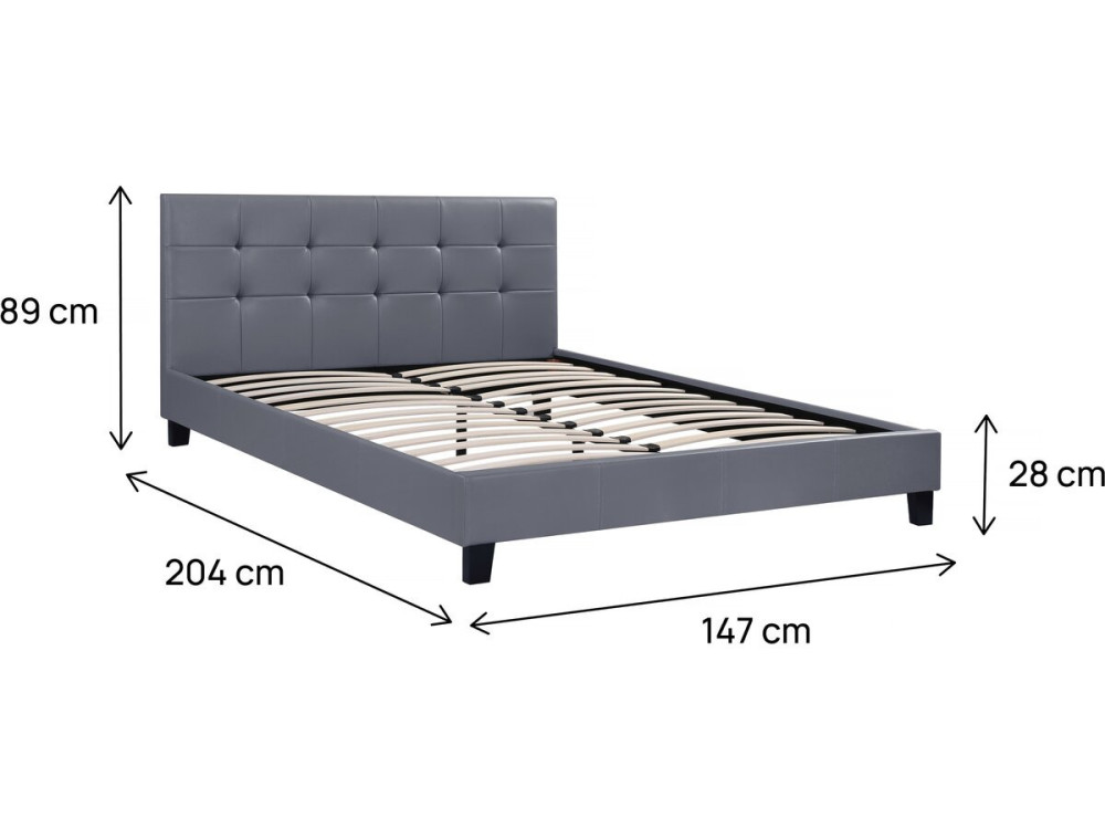 Cama "Julia" color Gris - 140 x 190 cm